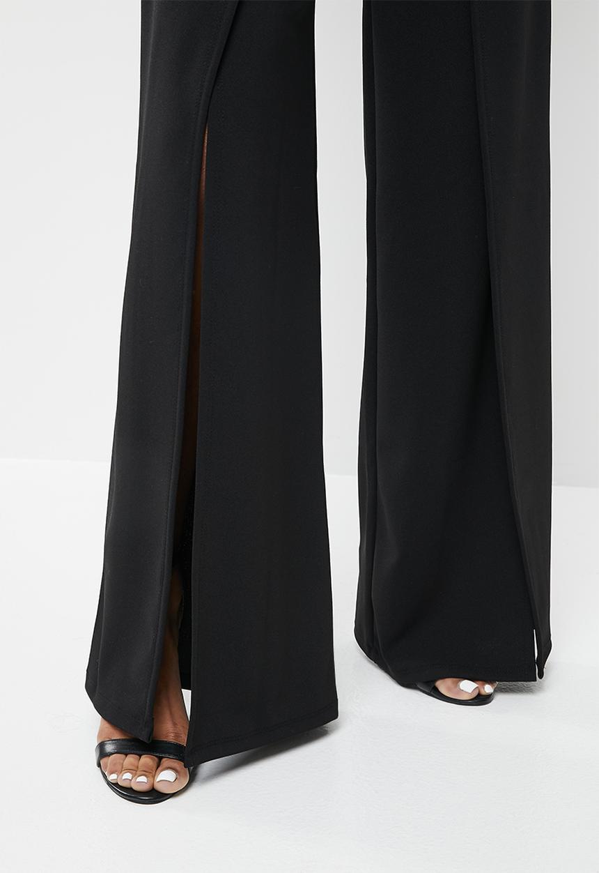 SISSY BOY - High waisted pant with front openings - black