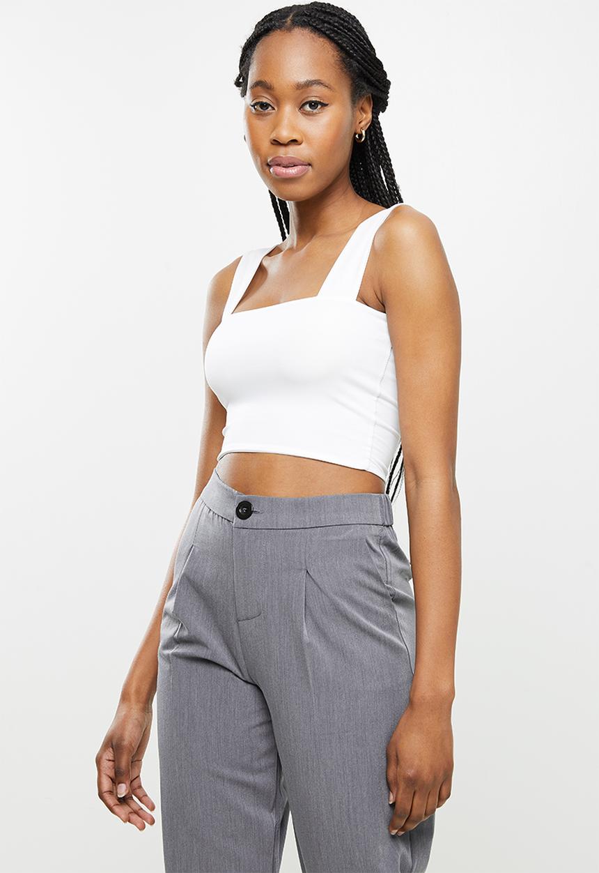 dailyfriday - Square neck crop top - white