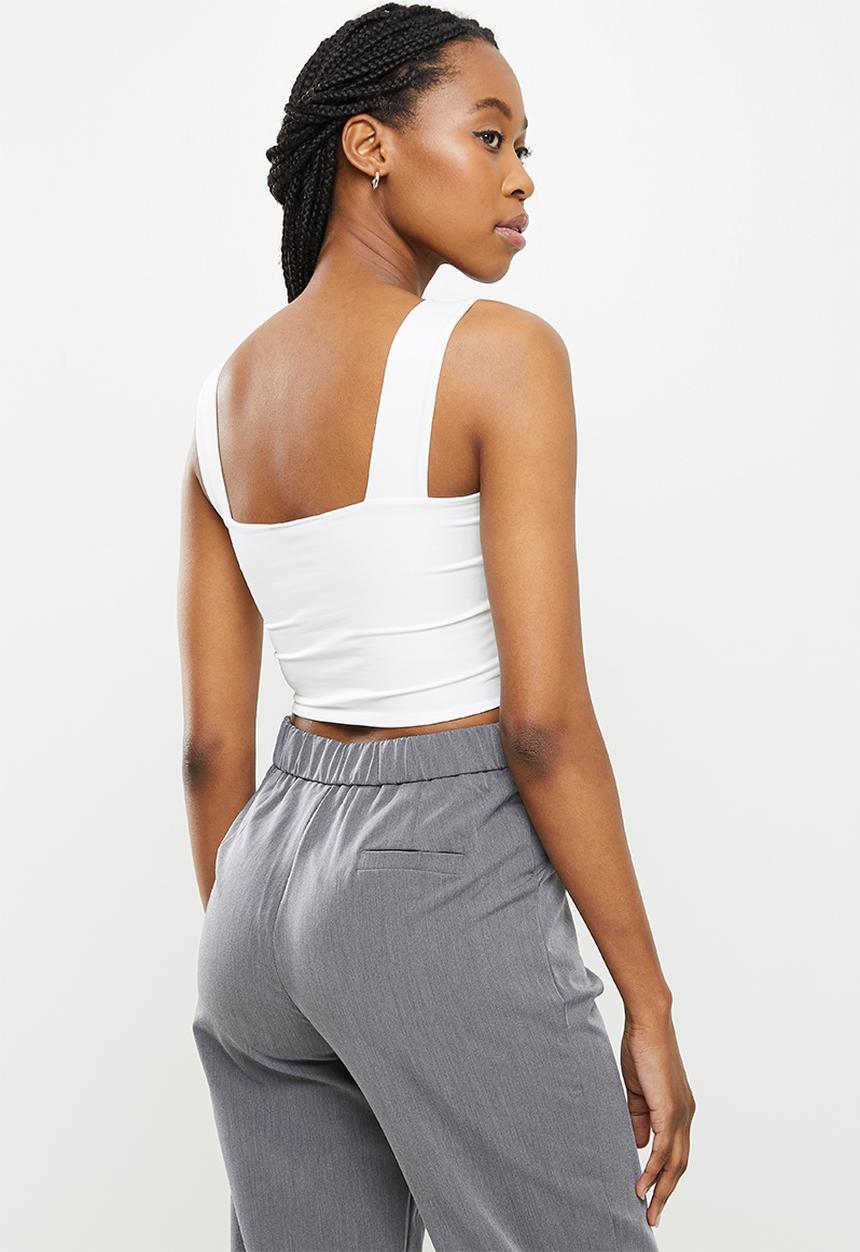 dailyfriday - Square neck crop top - white