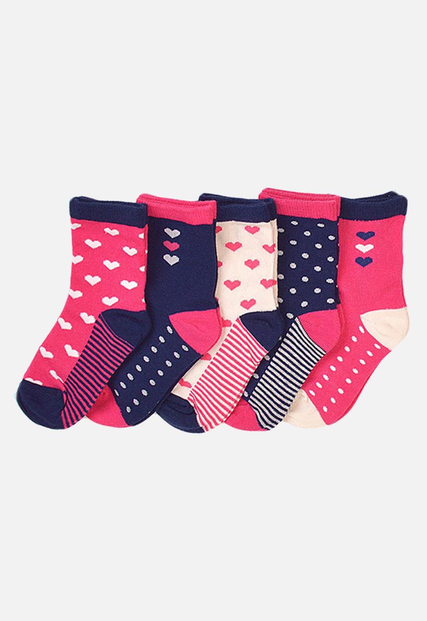 MINOTI - 5-Pack hearts knitted socks - multi