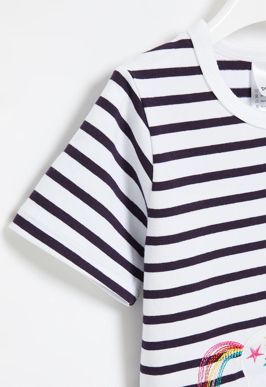 Pop Candy - Stripe tee - white & navy