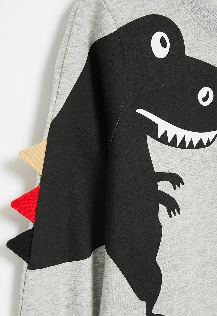 Pop Candy - Boys dino sweatshirt - grey & black