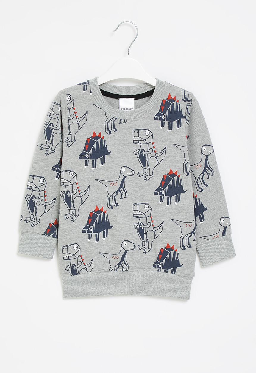 Pop Candy - Boys dino sweatshirt - grey & navy