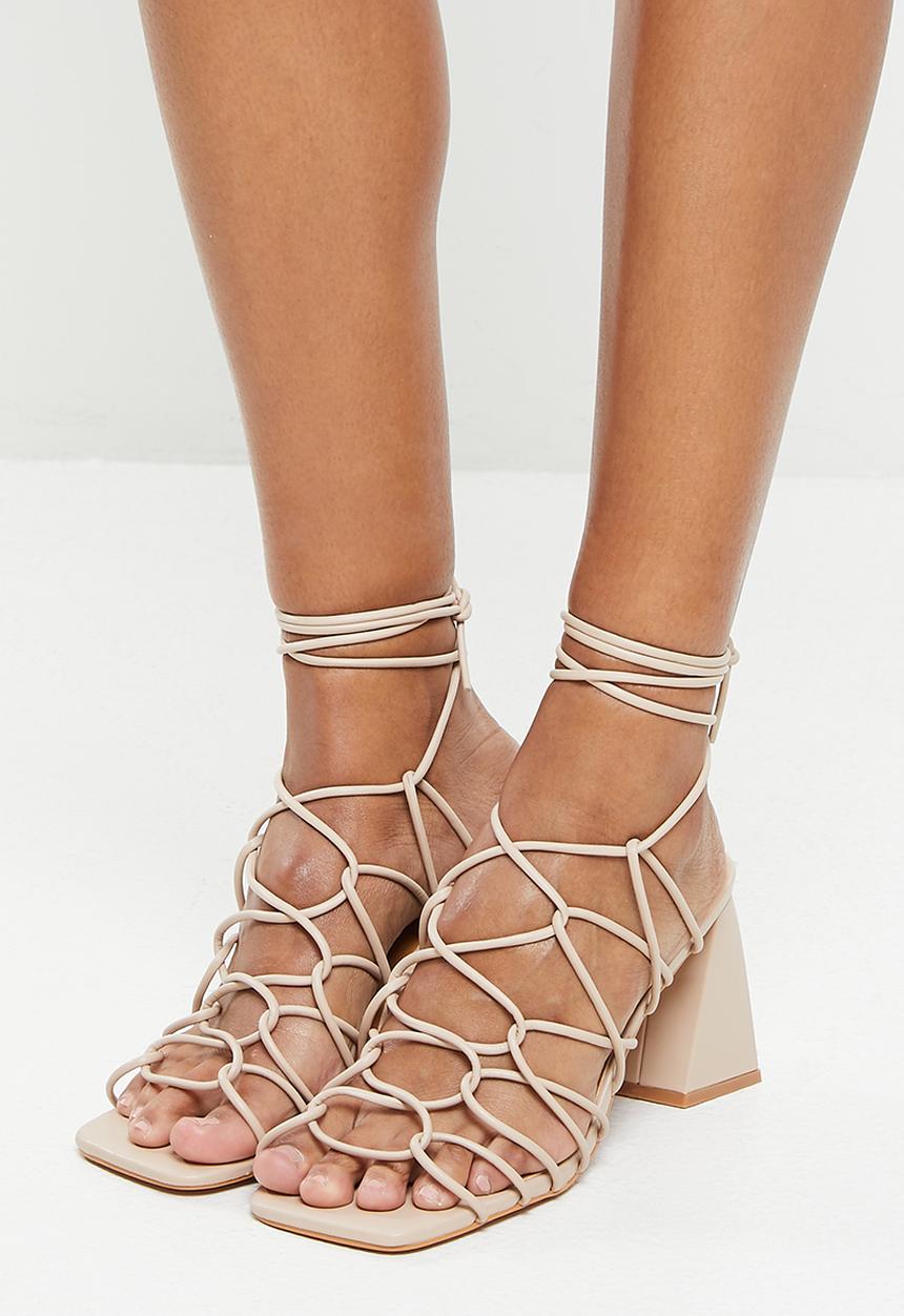 Madison® - Abigail strappy ankle tie block heel - neutral