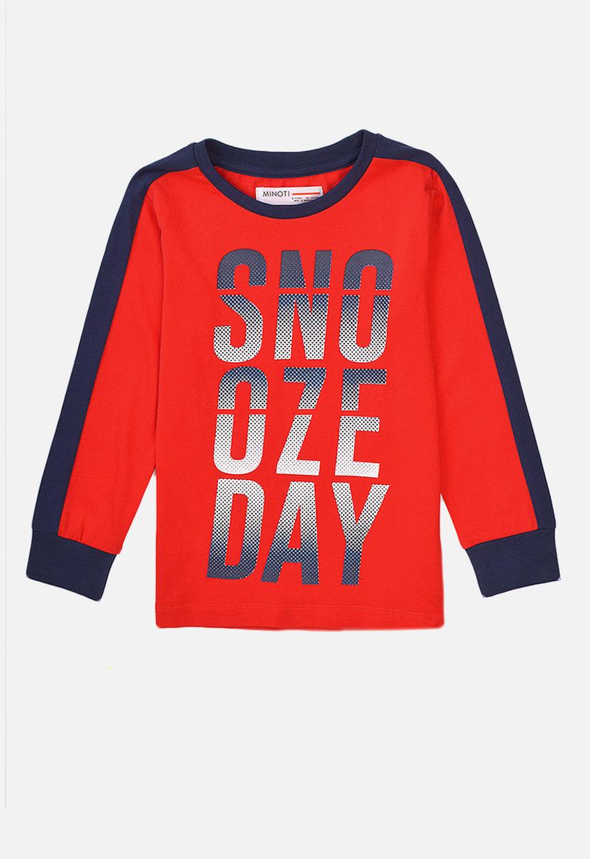 MINOTI - Teen boys 2-piece snooze day long sleeve pyjama set - red & navy