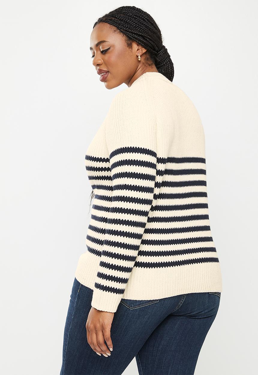 POLO - Plus breton stripe chunky knit - ecru