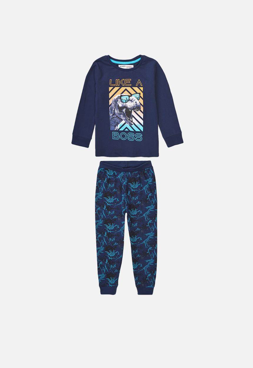 MINOTI - Teen boys 2-piece dino long sleeve pyjama set - navy