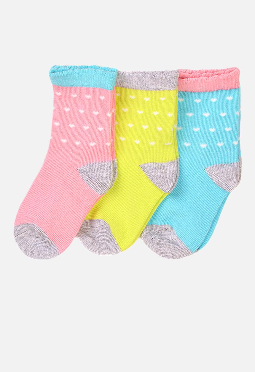 MINOTI - 3-pack hearts knitted socks - multi
