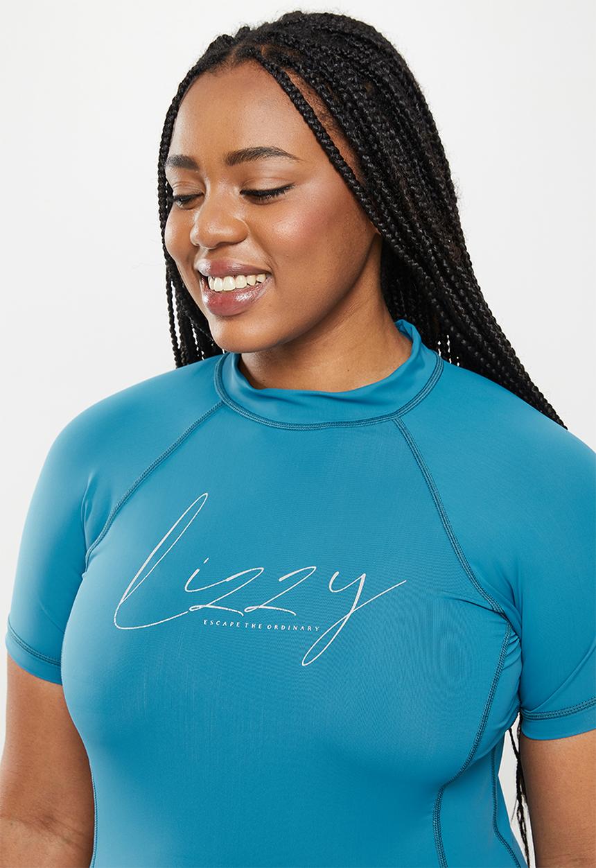Lizzy - Plus lillee short sleeve rashie - lyons blue