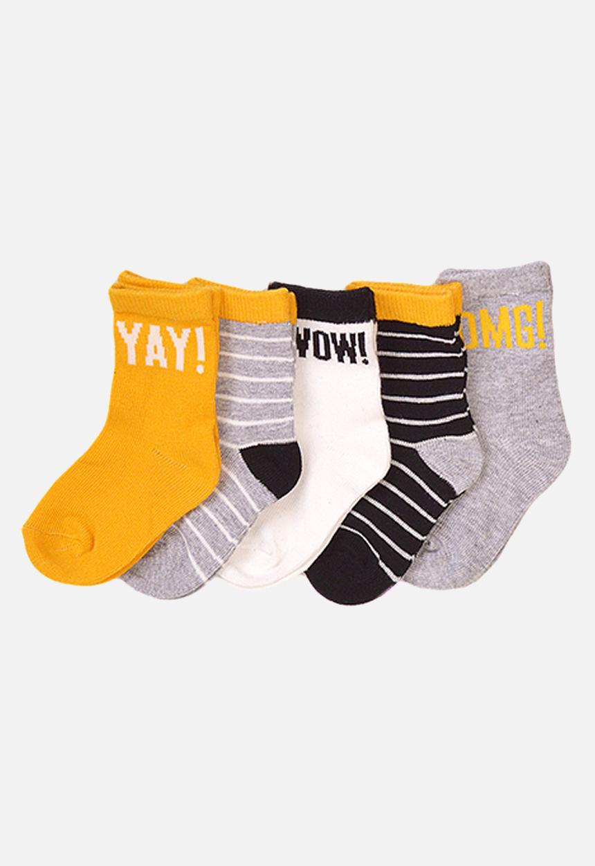 MINOTI - Baby boys 5-pack wow yay knitted socks - multi