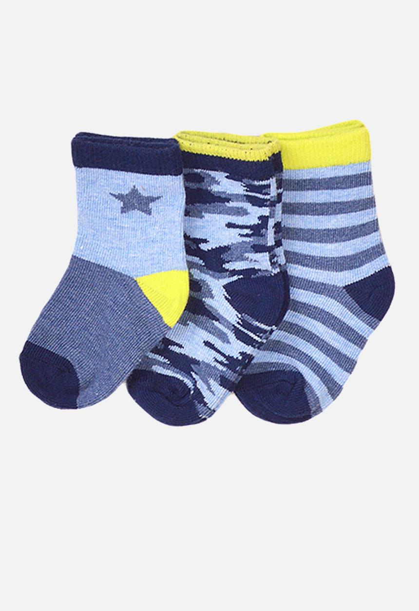 MINOTI - 3-pack camo stripe knitted socks - multi