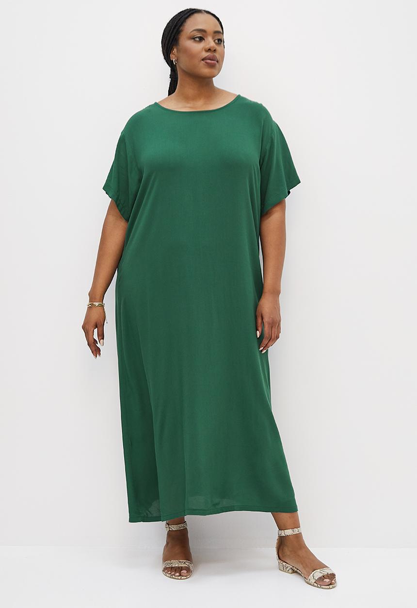 edit Plus - Maxi woven tee dress - bottle green