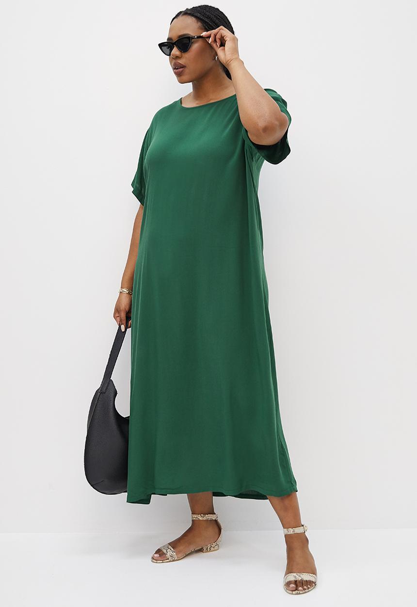 edit Plus - Maxi woven tee dress - bottle green