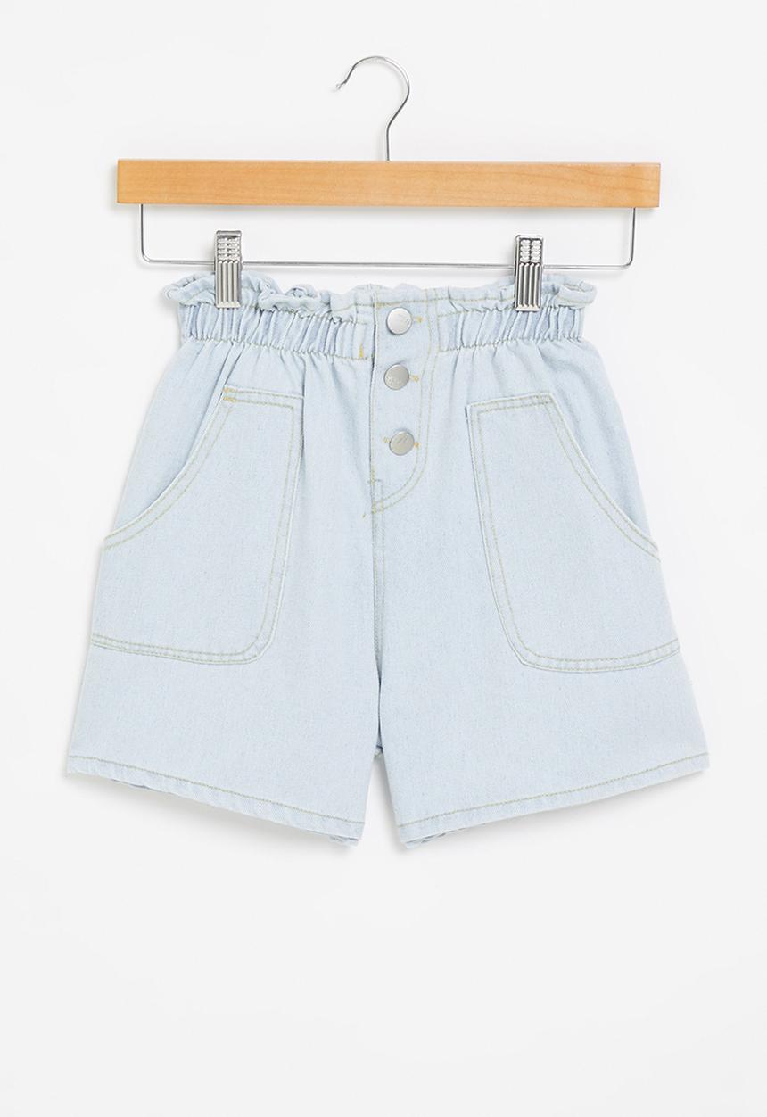 Pop Candy - Paperbag waist shorts - blue