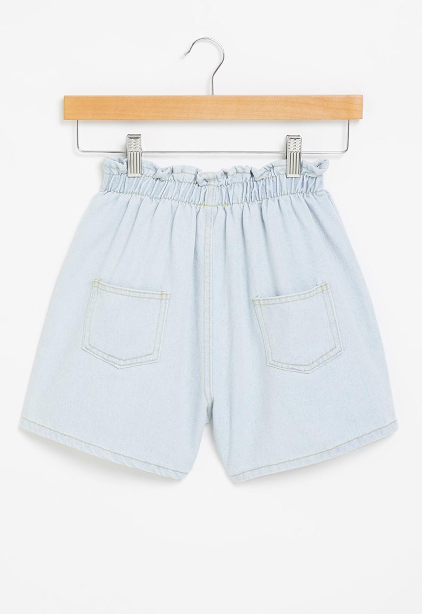 Pop Candy - Paperbag waist shorts - blue