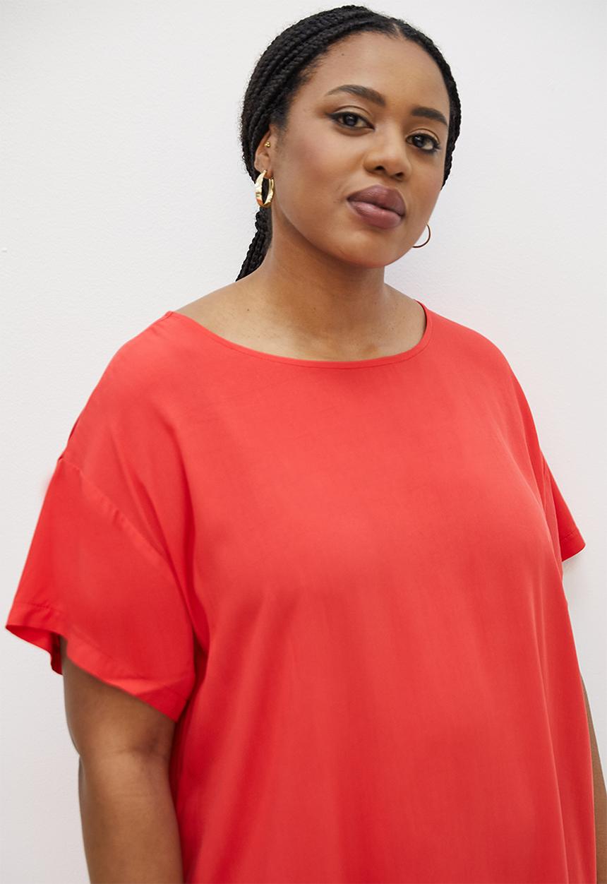 edit Plus - Basic woven shift dress - red