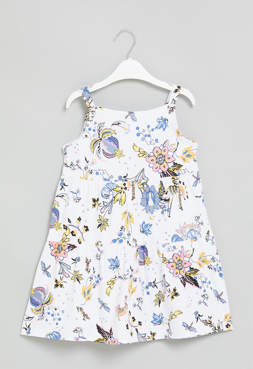 Pop Candy - Girls printed dress - white & blue 