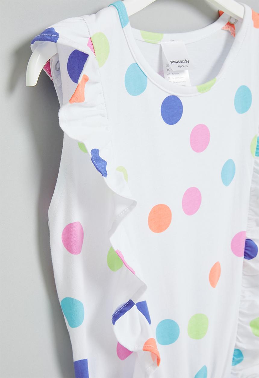 Pop Candy - Girls polka dot playsuit - white