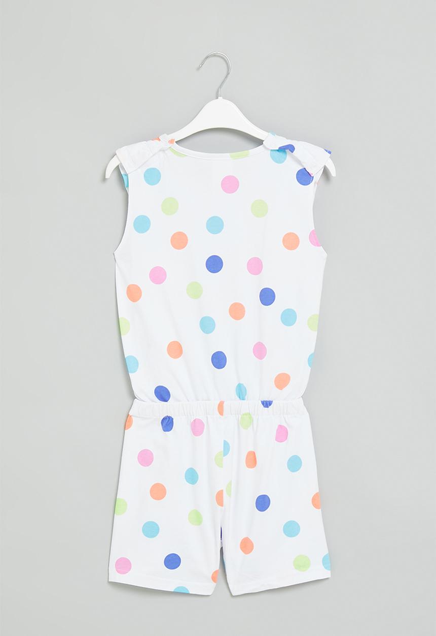 Pop Candy - Girls polka dot playsuit - white