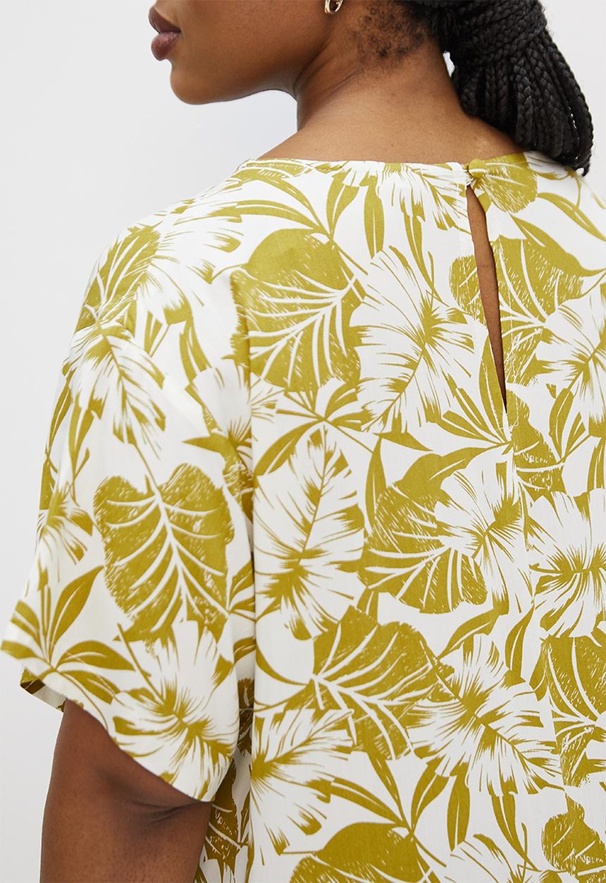 edit Plus - Maxi woven tee dress - mono palm pattern