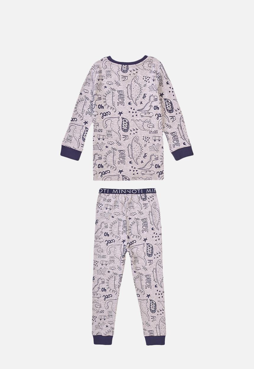 MINOTI - 2-piece dino pyjama set - grey