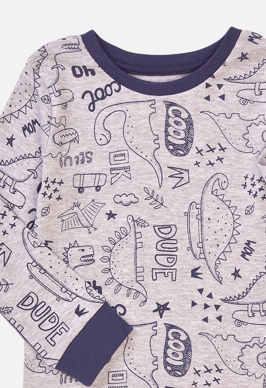 MINOTI - 2-piece dino pyjama set - grey