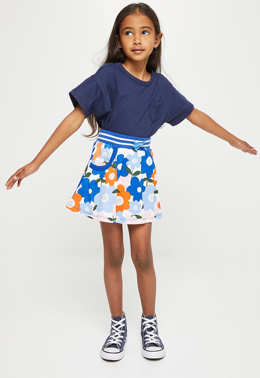 Pop Candy - Girls flower skirt - blue