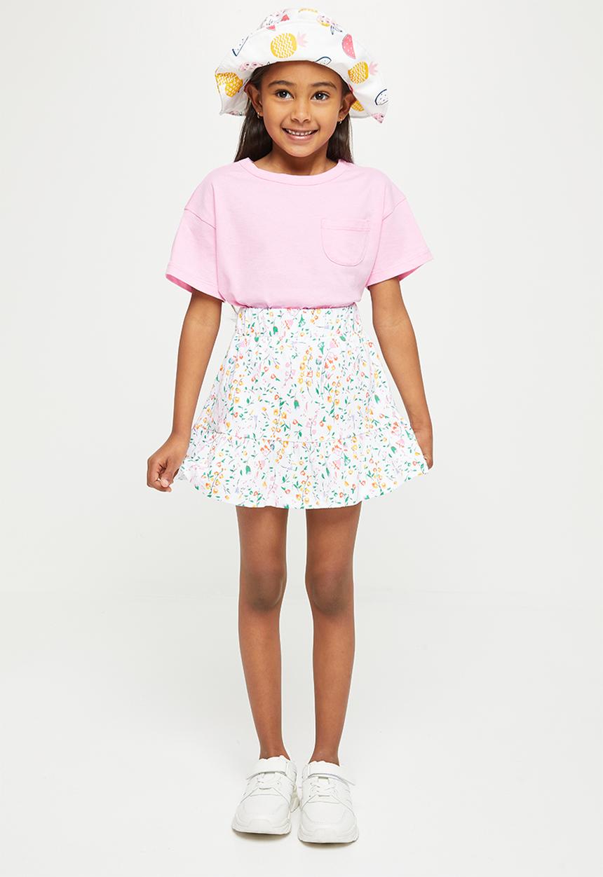 Pop Candy - Girls floral tiered skirt - multi