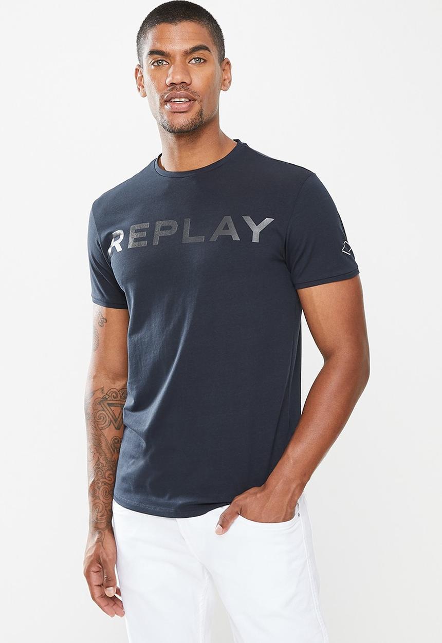Replay - Chest print tee - navy blue