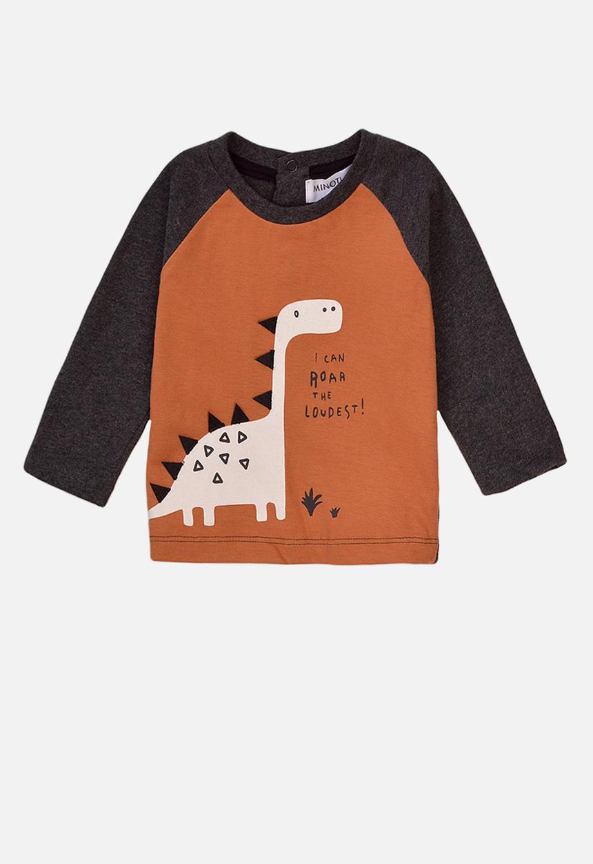 MINOTI - Long sleeve tee and pants set - tan & charcoal