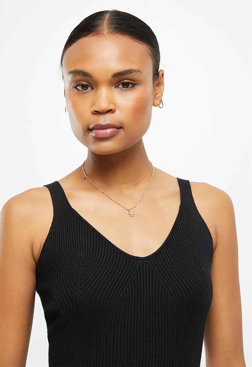 dailyfriday - Sweet heart neckline dress - black
