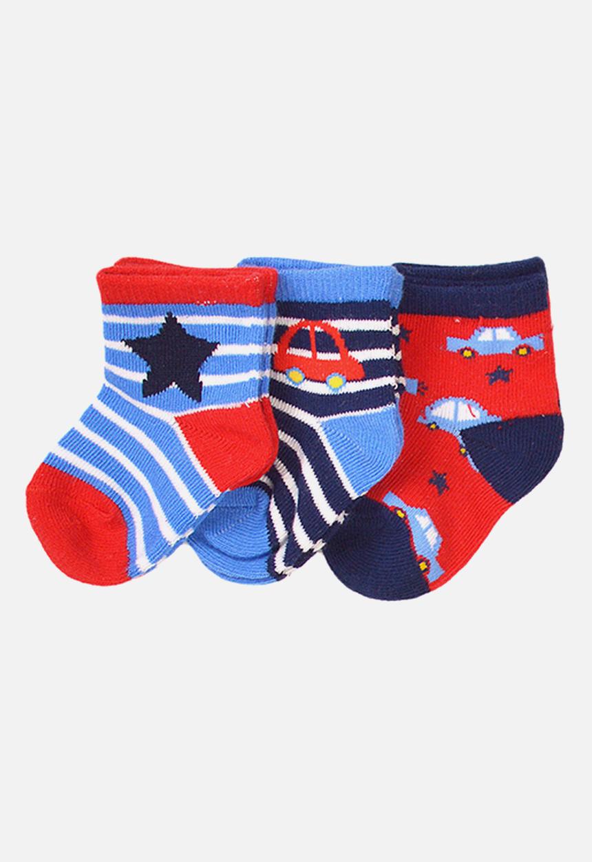 MINOTI - Boys 3-pack cars jaquard socks - multi
