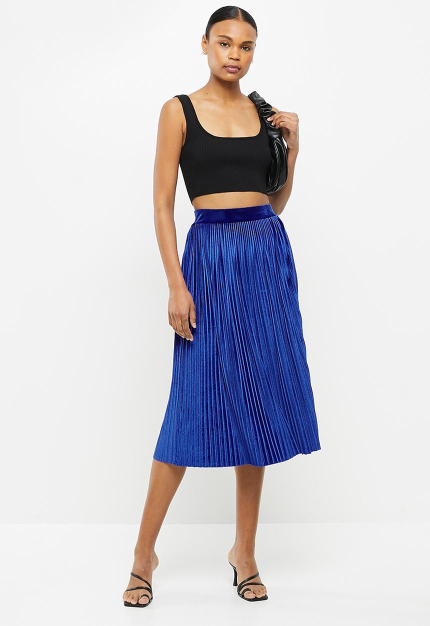 Me&B - Velvet maxi skirt - blue
