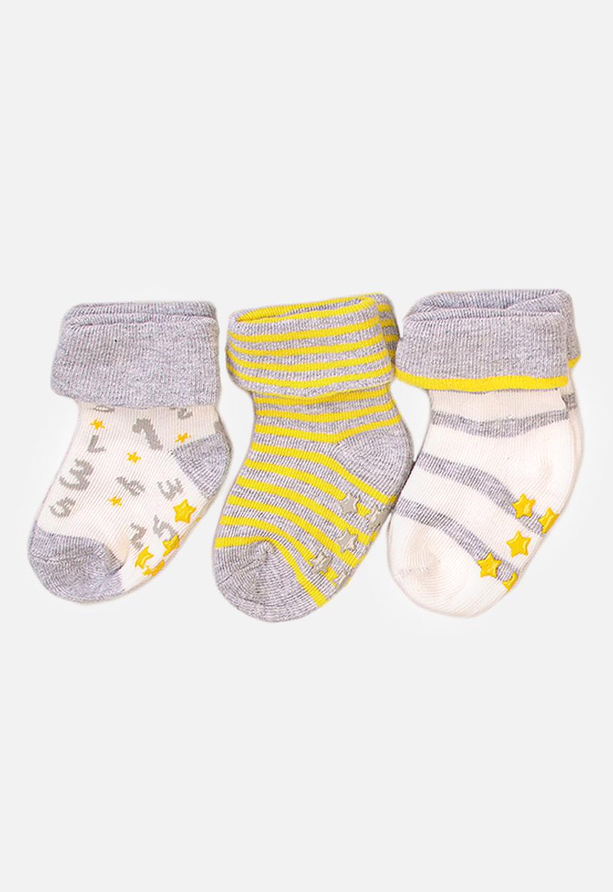 MINOTI - Boys 3-pack numbers rubber sole cuff socks - multi