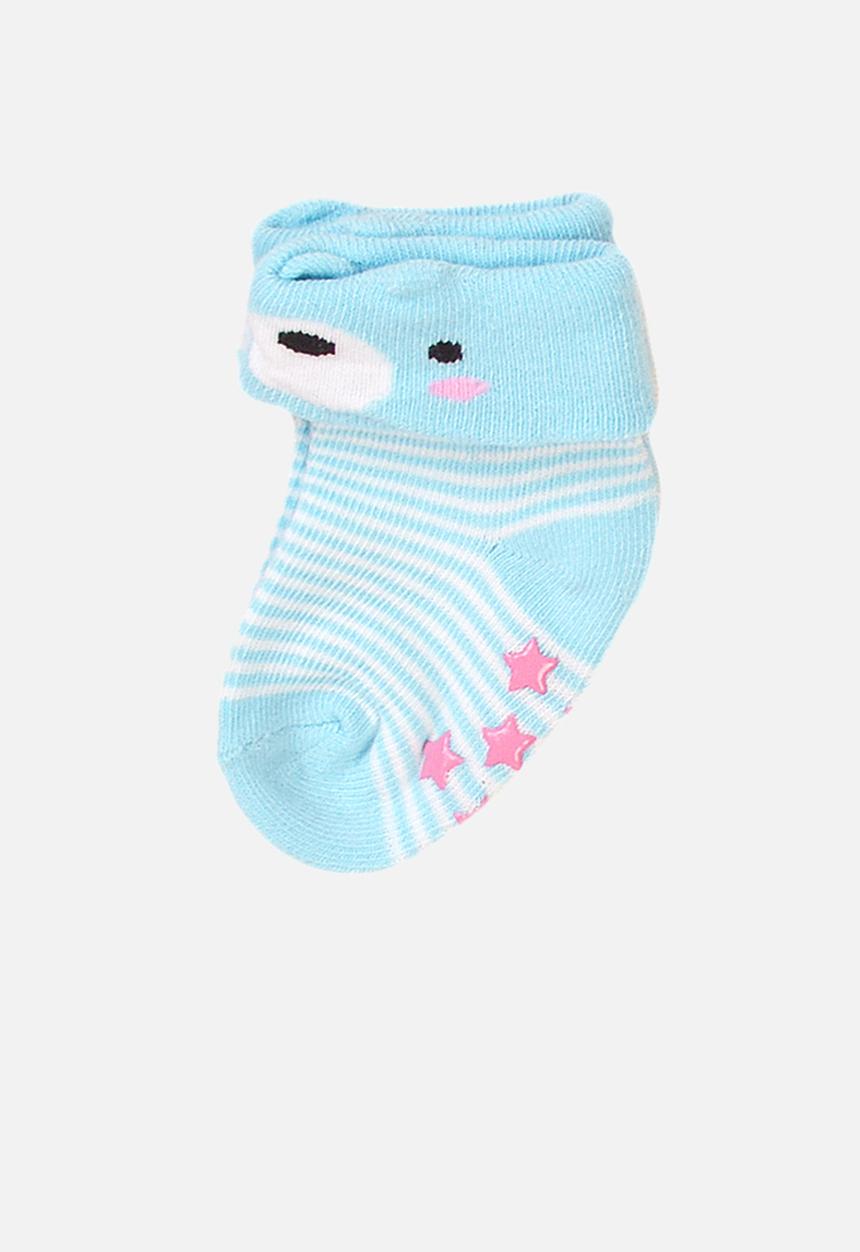 MINOTI - 3-Pack bear rubber sole cuff socks - multi
