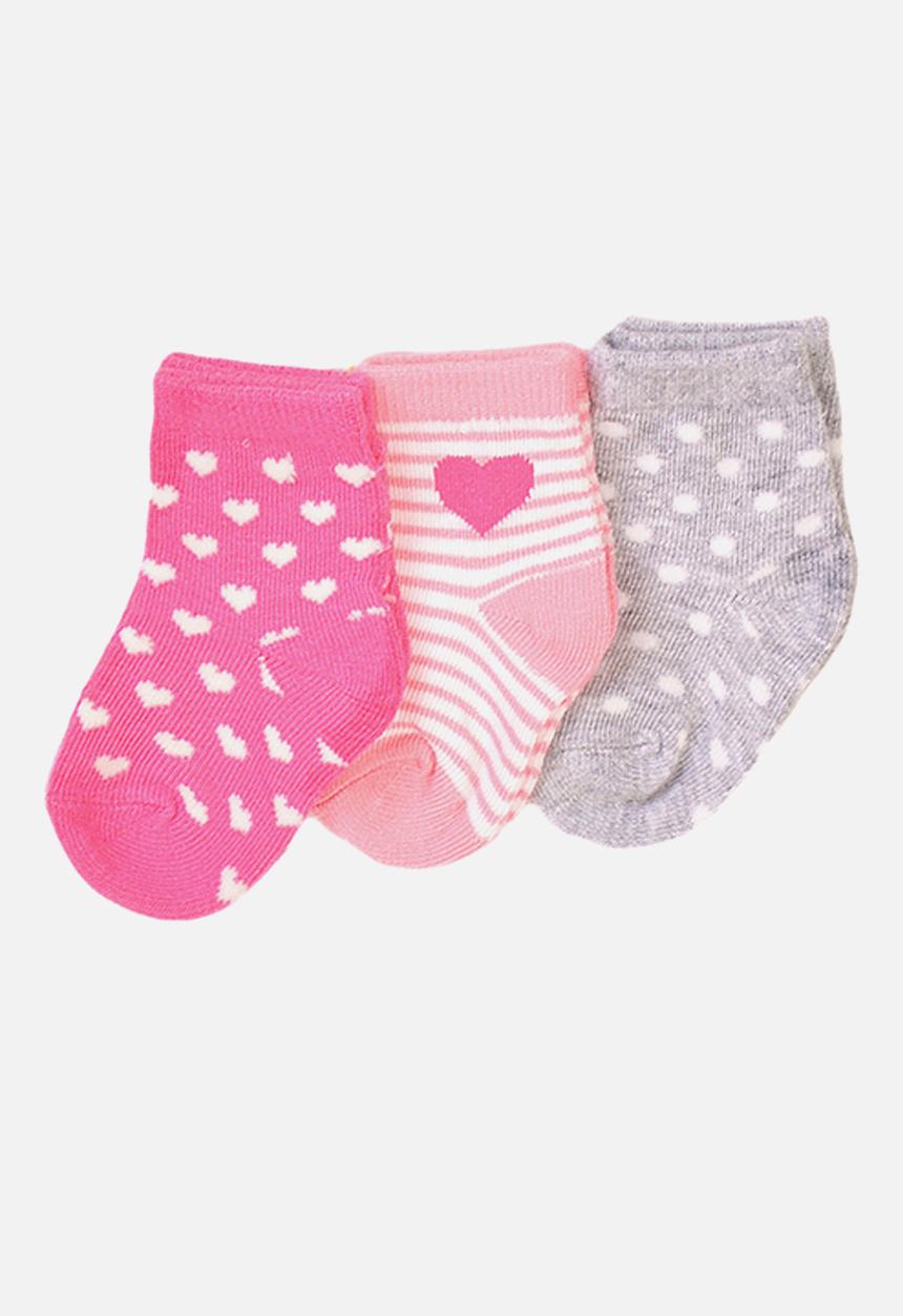 MINOTI - 3-Pack spot hearts jaquard socks - multi