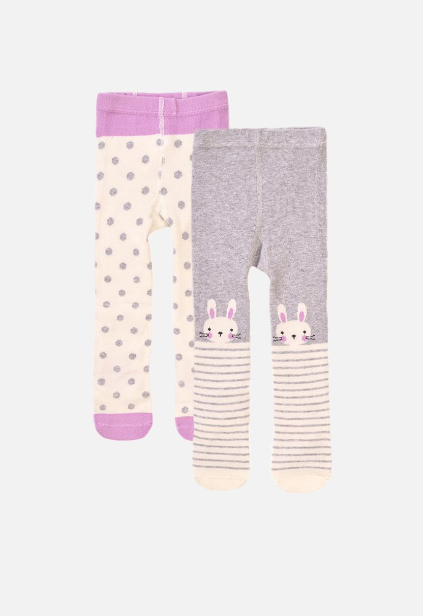 MINOTI - 2-Pack tights - pink & grey