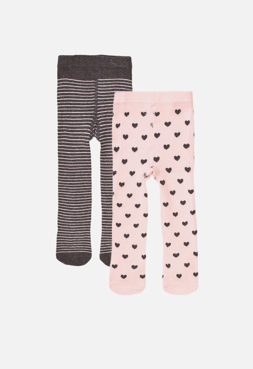 MINOTI - 2-Pack tights - pink & charcoal