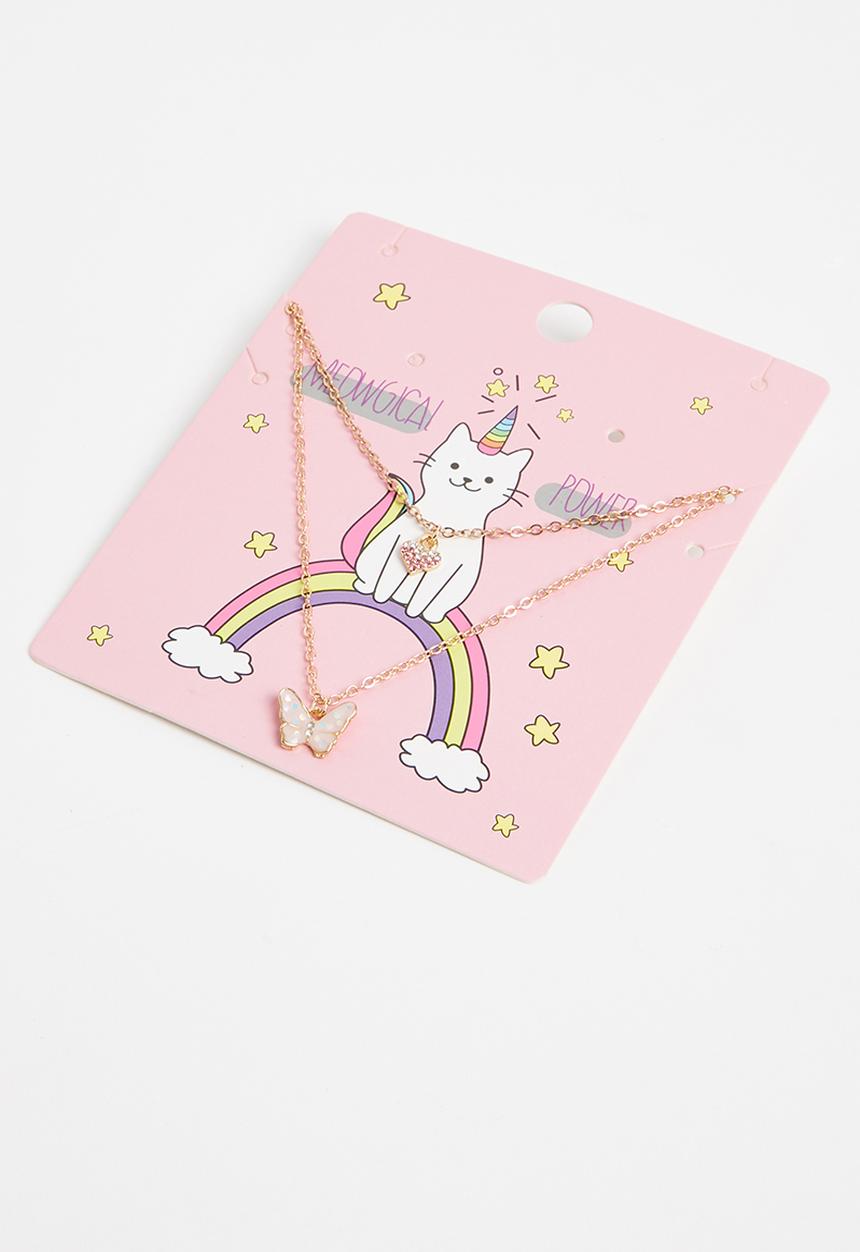 Rebel Republic - Girls tiered butterfly necklace - rose gold 