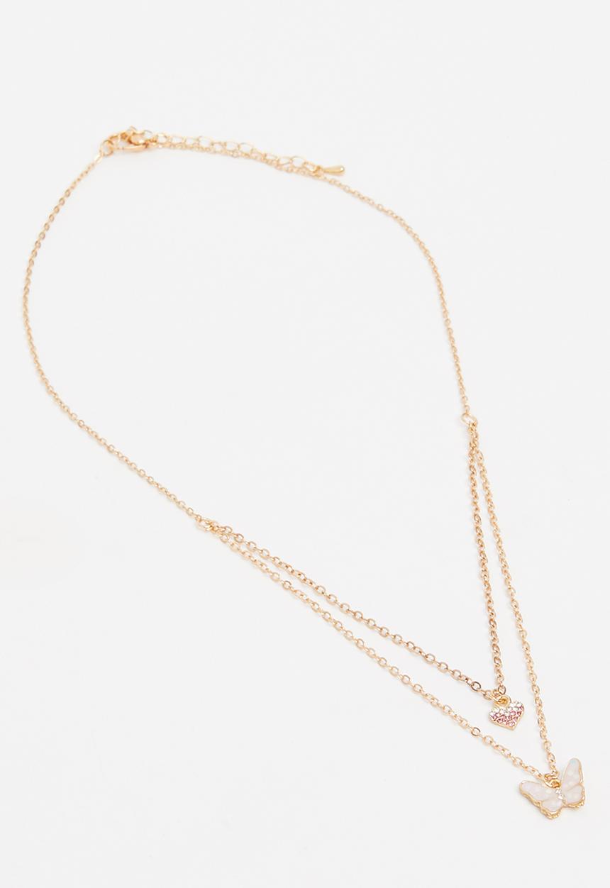 Rebel Republic - Girls tiered butterfly necklace - rose gold 