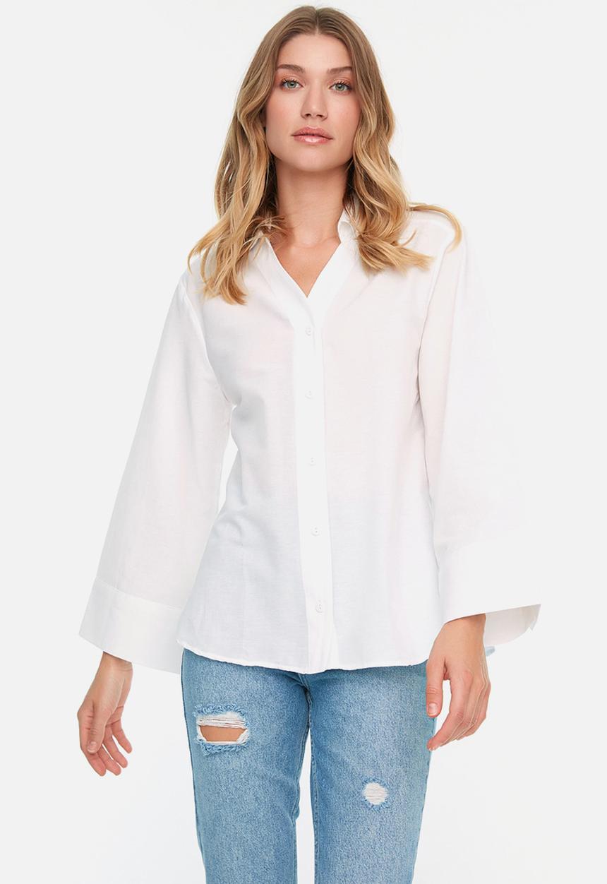 Trendyol - V neck shirt - ecru