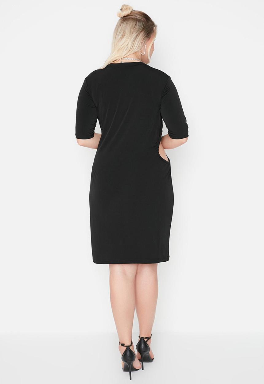 Trendyol - Plus waist cutout detailed  dress - black