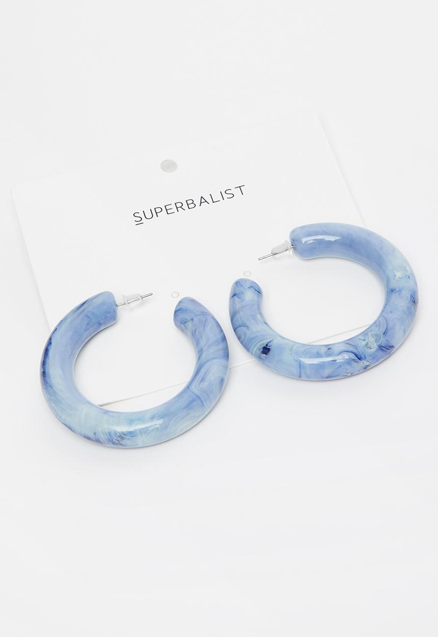 Superbalist - Marbled hoop earrings - blue & white