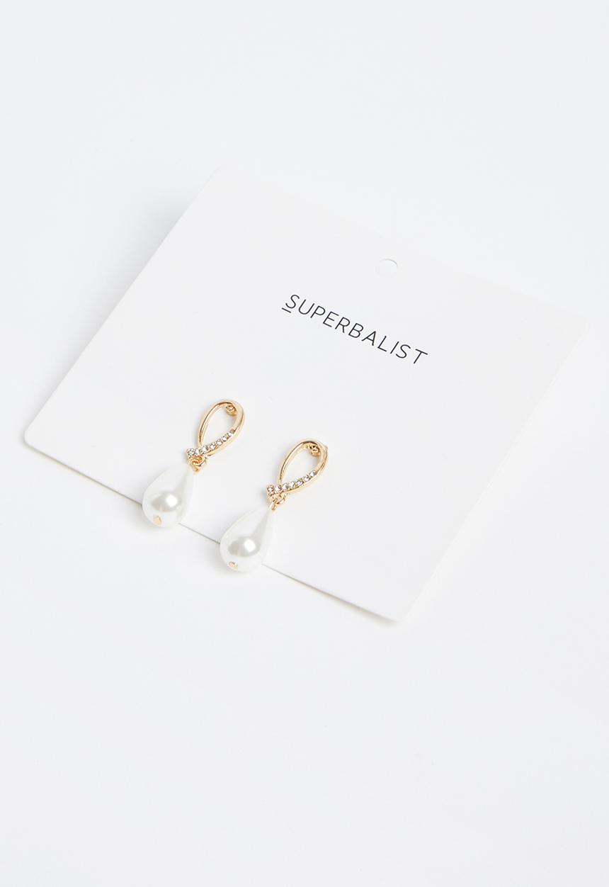 Superbalist - Grace faux pearl studs - gold & cream