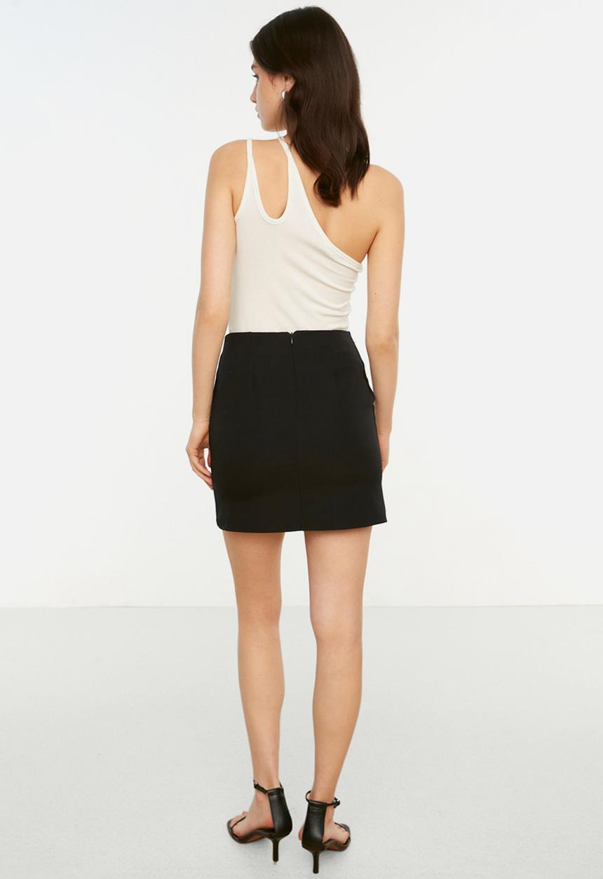 Trendyol - Belted detail skirt - black