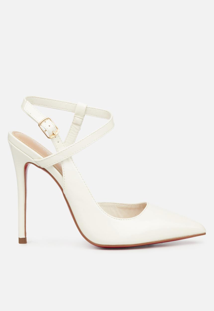 Miss Black - Lou24 barely there stiletto heel - white