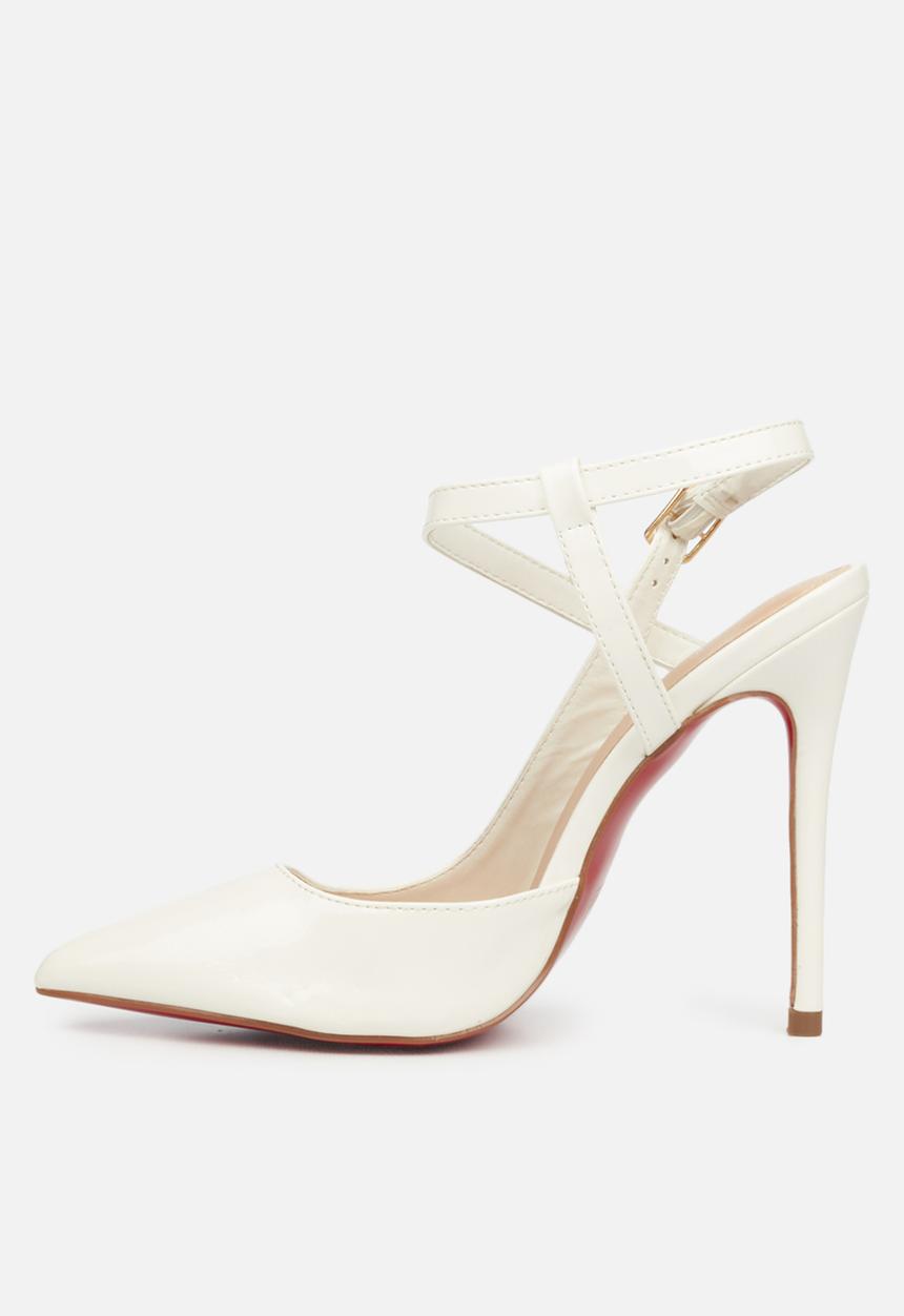 Miss Black - Lou24 barely there stiletto heel - white