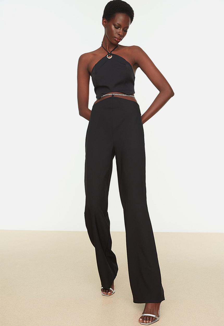 Trendyol - Chain waist detail trousers - black