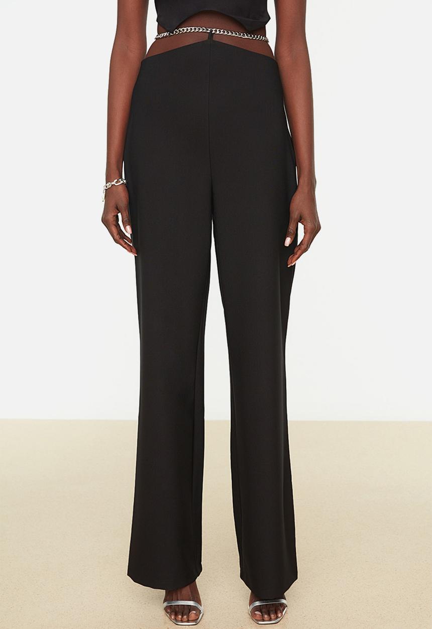 Trendyol - Chain waist detail trousers - black