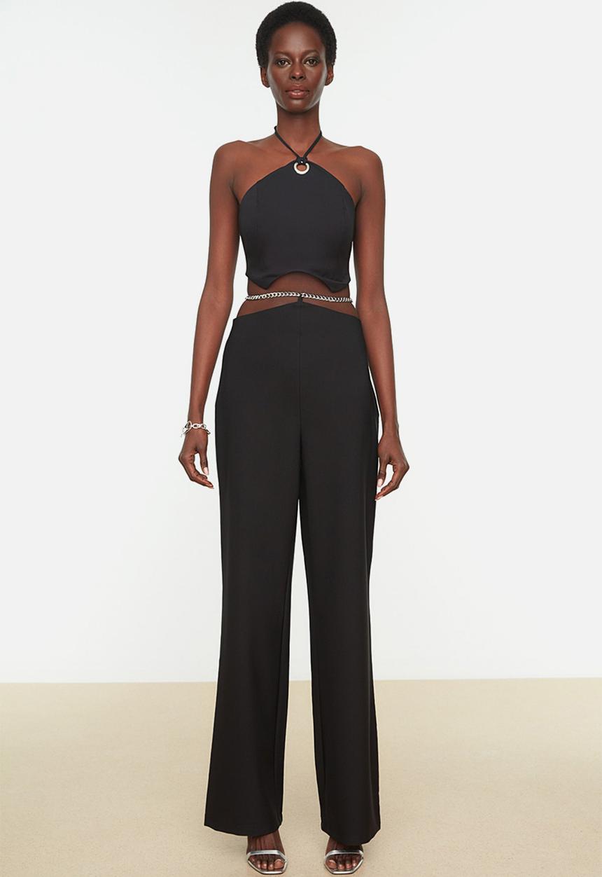 Trendyol - Chain waist detail trousers - black